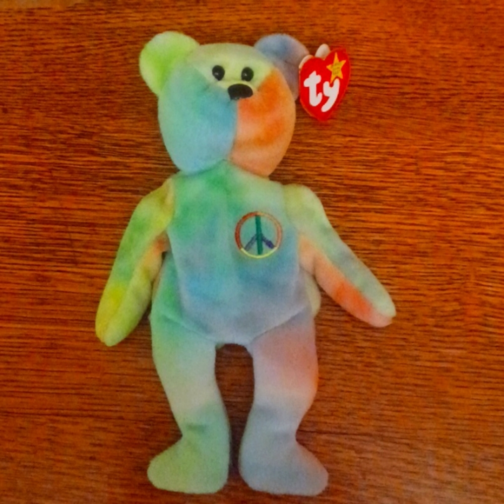 Peace bear beanie baby